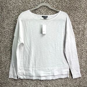 Vince Sweater Women's Medium White 100% Cotton Knit Boat Neck Long Sleeve50 NWT